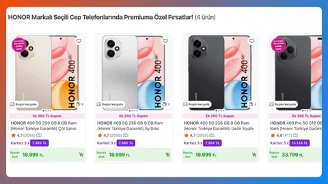Hepsiburada’da Honor 400 ve Honor 400 Pro için Premium üyelerine sepette 6.000 TL’ye varan indirim fırsatı