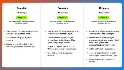 Xbox Game Pass Türkiye’de yeni fiyatlar ve planlar duyuruldu