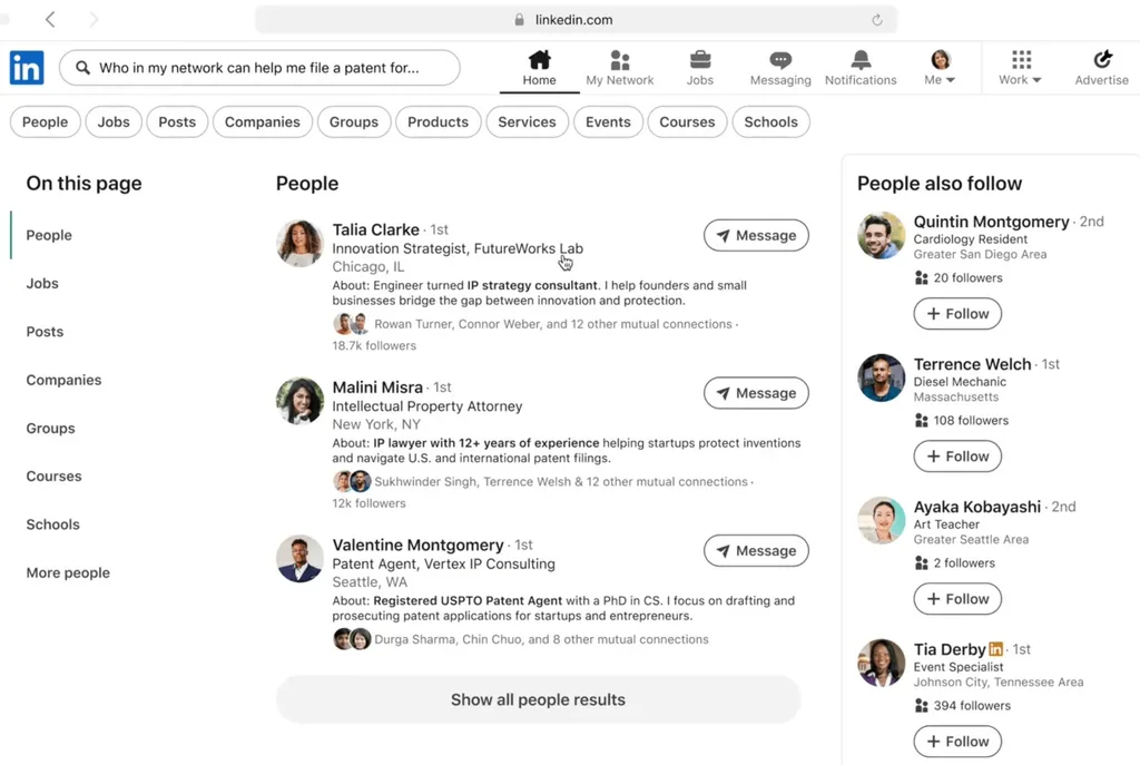 LinkedIn, yapay zekâ destekli kişi arama özelliğini kullanıma sunuyor