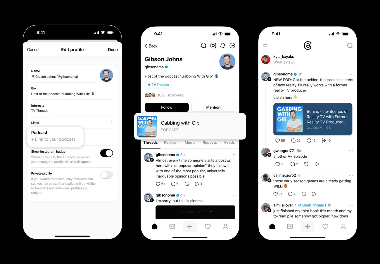 Threads, podcast içeriklerini öne çıkarmaya yönelik yeni özellikler sunuyor