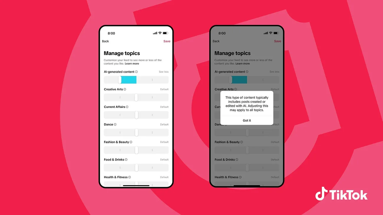 TikTok, kullanıcıların yapay zekâ içeriklerini azaltmasına olanak tanıyacak