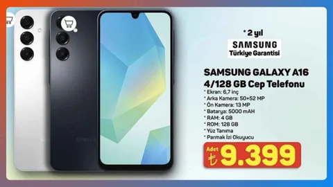 Samsung Galaxy A16, 31 Aralık’ta A101 mağazalarında 9.399 TL’den satılacak