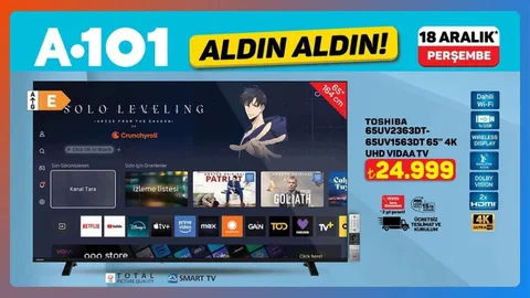 A101, 18 Aralık 2025’te Toshiba 65 4K UHD TV’yi satışa sunuyor