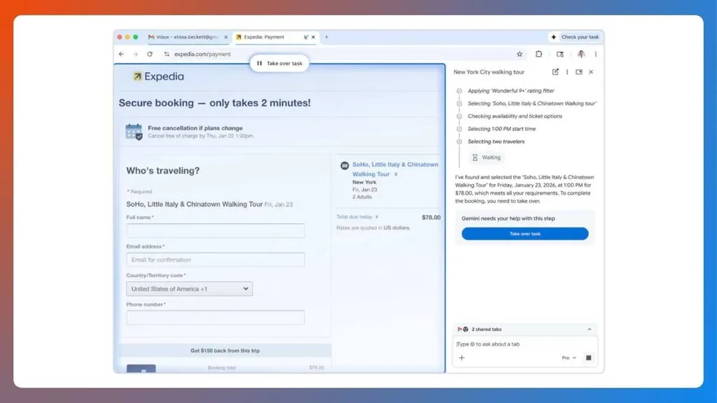 Chrome, web görevlerini senaryoya göre otomatik yürütüyor
