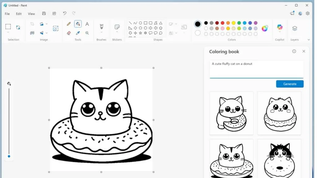 Paint, metinle boyama sayfaları üretmeye başladı