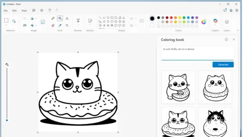 Paint, metinle boyama sayfaları üretmeye başladı