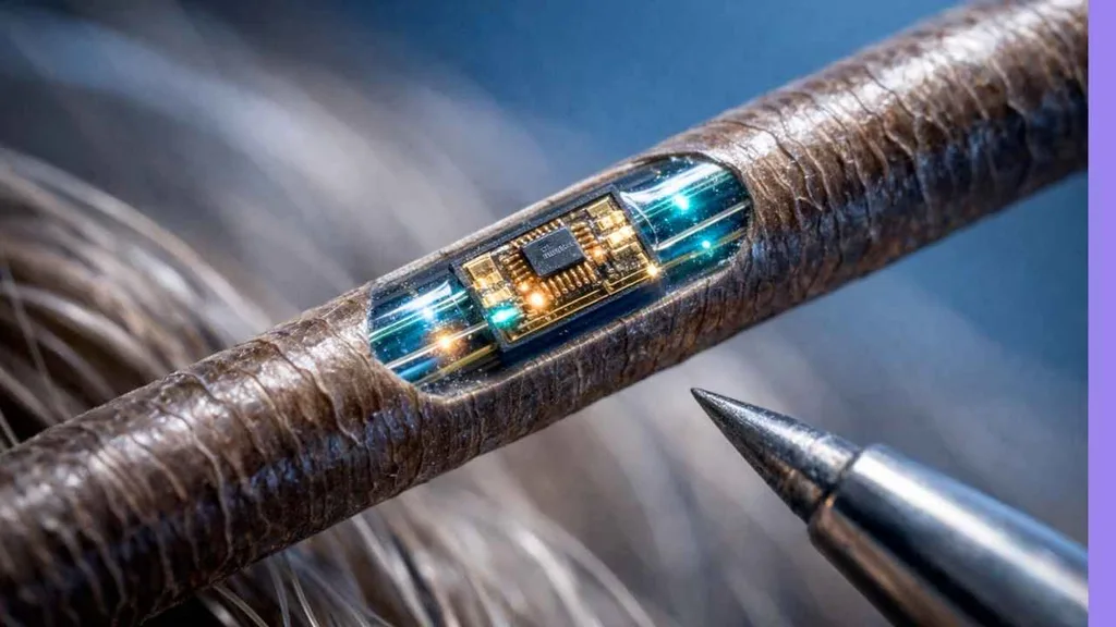 Saç telinden ince bir çip, elektroniği lifin içine taşıyor