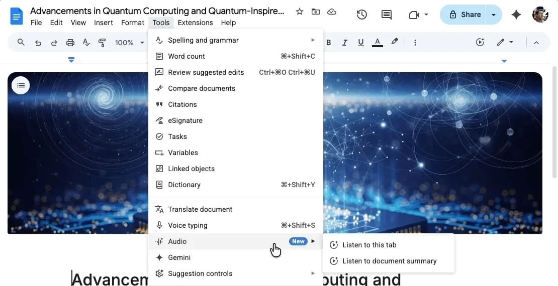 Google Dokümanlar’a Gemini dokunuşu: Belgeler artık kendini sesli özetliyor