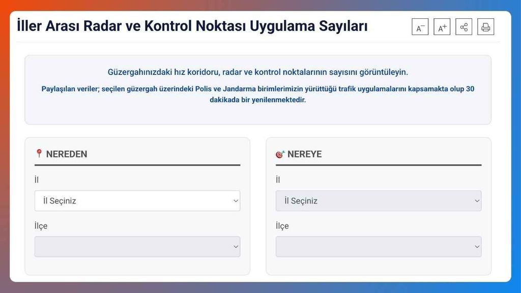 Yola çıkmadan radar sayısını gösteren sistem açıldı