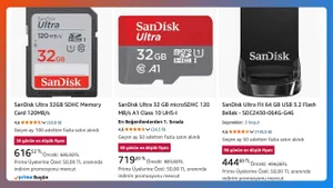 Amazon’da SanDisk ürünlerinin fiyatları 90 günlük dip seviyeye geriledi