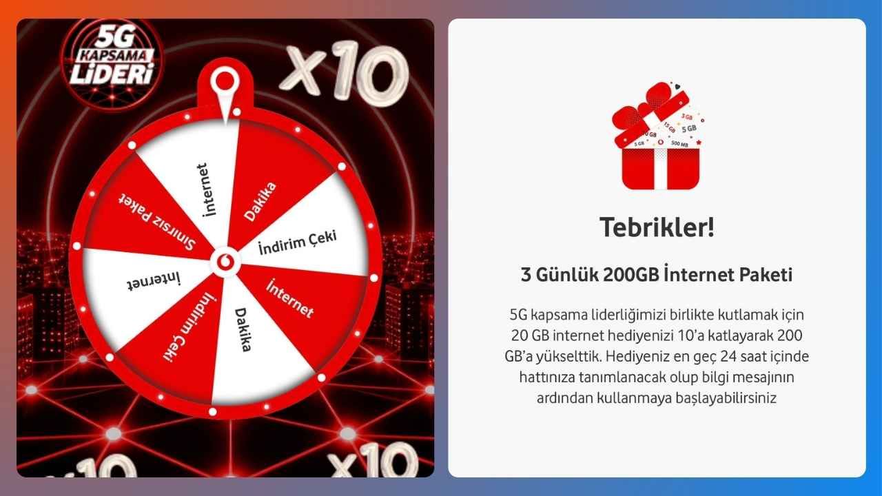 Vodafone 5G için Hediye Çarkı internetini 10’a katlıyor