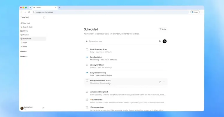 OpenAI, ChatGPT’nin zamanlanmış görev özelliğini yeniledi