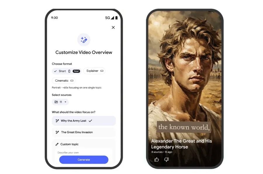 Google NotebookLM notlarınızı artık 60 saniyelik videolara dönüştürüyor