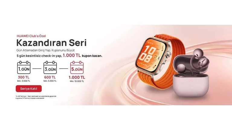 HUAWEI 5 günlük giriş serisine 1.000 TL kupon veriyor