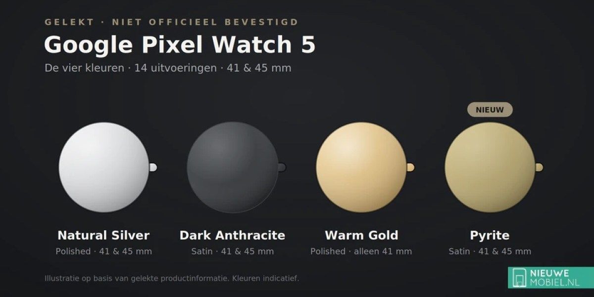 Google Pixel Watch 5’in fiyatı ve renk seçenekleri tanıtım öncesinde sızdı