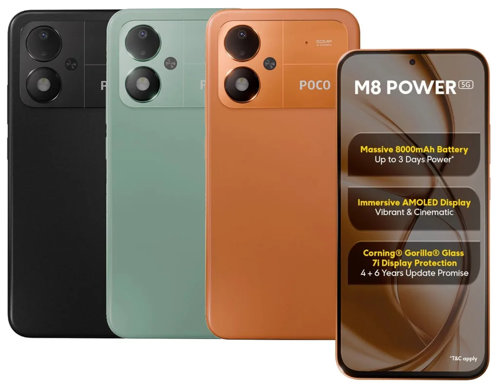 Poco M8 Power 8000 mAh pil ve 120 Hz AMOLED ekranla sahnede