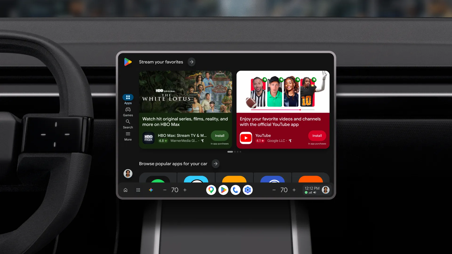 Google Play otomobil ekranlarına uyum sağlıyor, YouTube sesi sürüşte devam ediyor