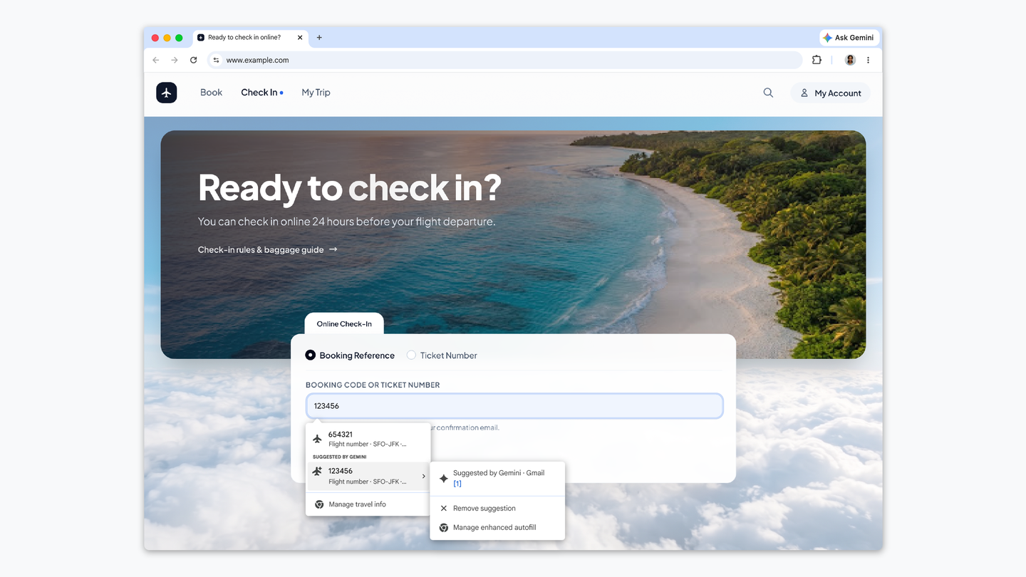 Chrome, Gmail’deki sipariş ve uçuş bilgilerini formlara getiriyor