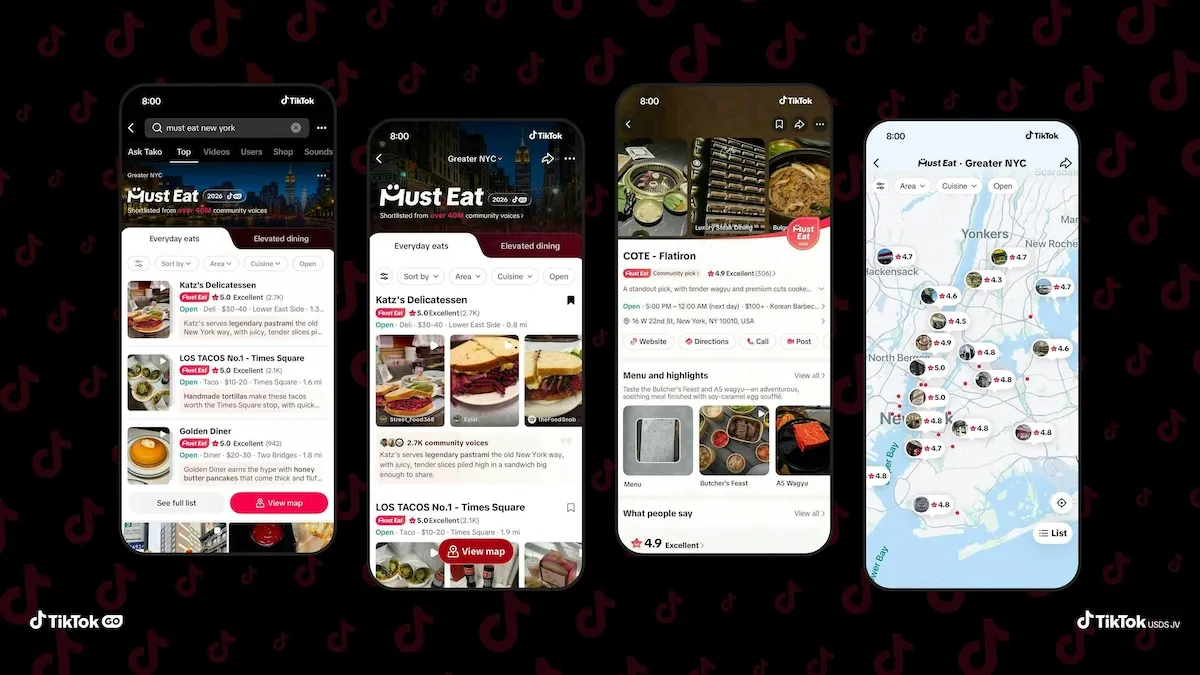 TikTok, restoran videolarını Must Eat adlı yemek rehberinde topluyor