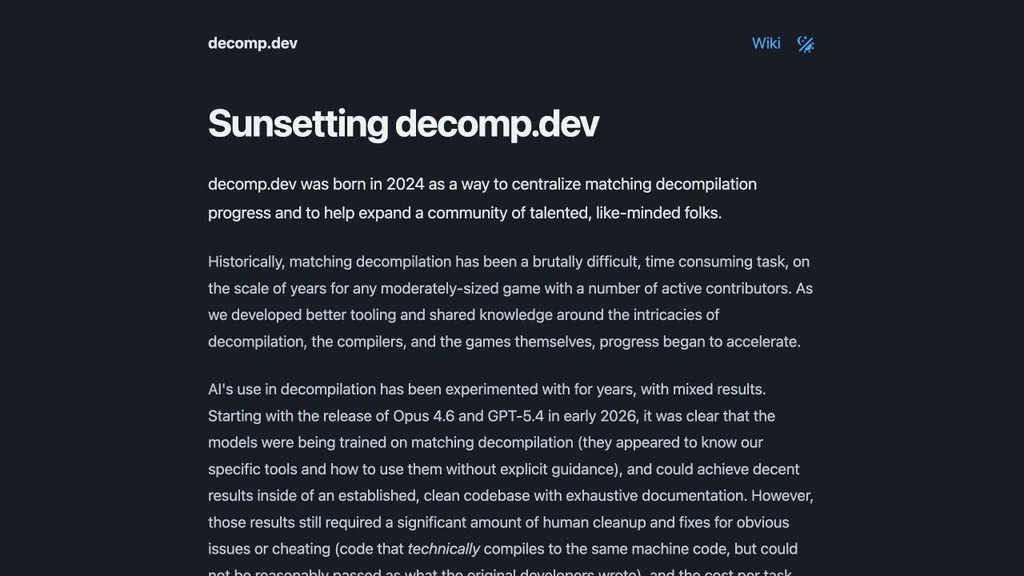 decomp.dev ana dizinini kapatıyor, mevcut oyun projelerinin sayfaları kalıyor