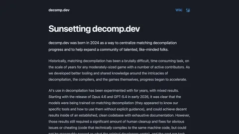 decomp.dev ana dizinini kapatıyor, mevcut oyun projelerinin sayfaları kalıyor
