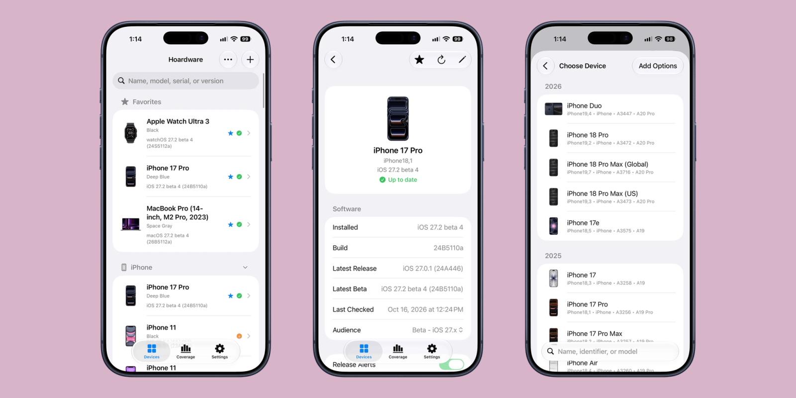 Hoardware, Apple cihaz koleksiyonunu ve yazılım sürümlerini tek yerde topluyor