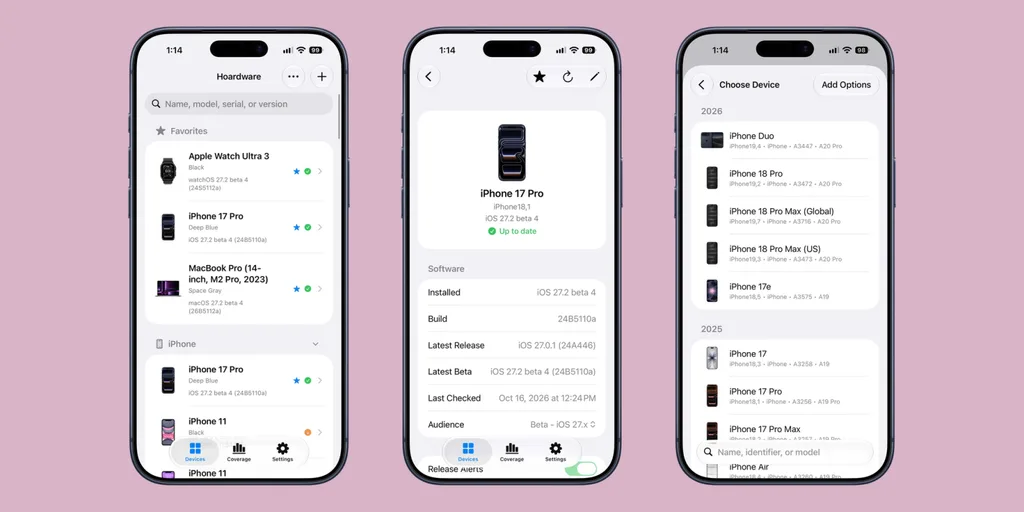 Hoardware, Apple cihaz koleksiyonunu ve yazılım sürümlerini tek yerde topluyor