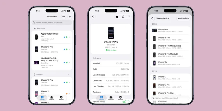 Hoardware, Apple cihaz koleksiyonunu ve yazılım sürümlerini tek yerde topluyor