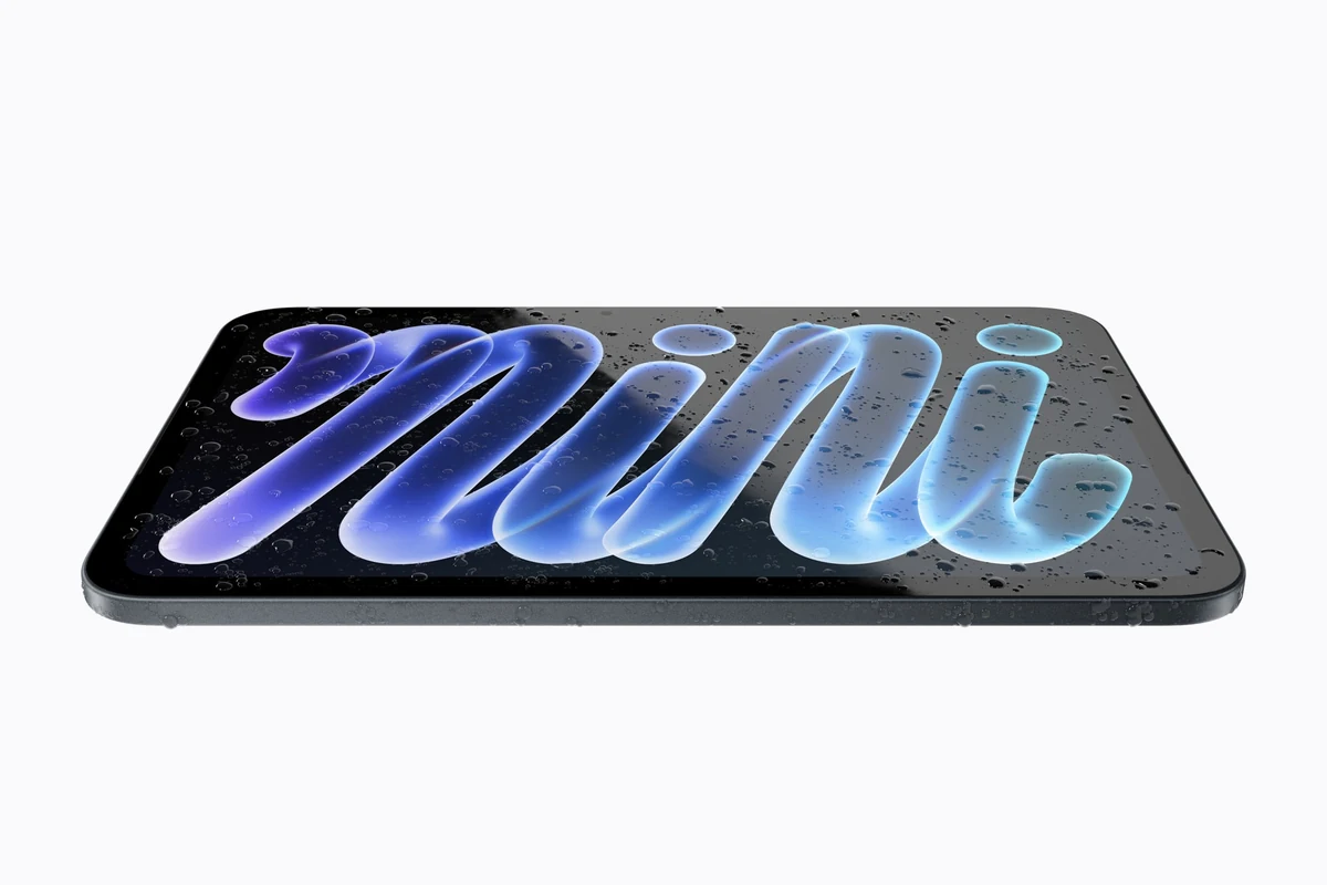 New iPad mini with water drops on the screen.