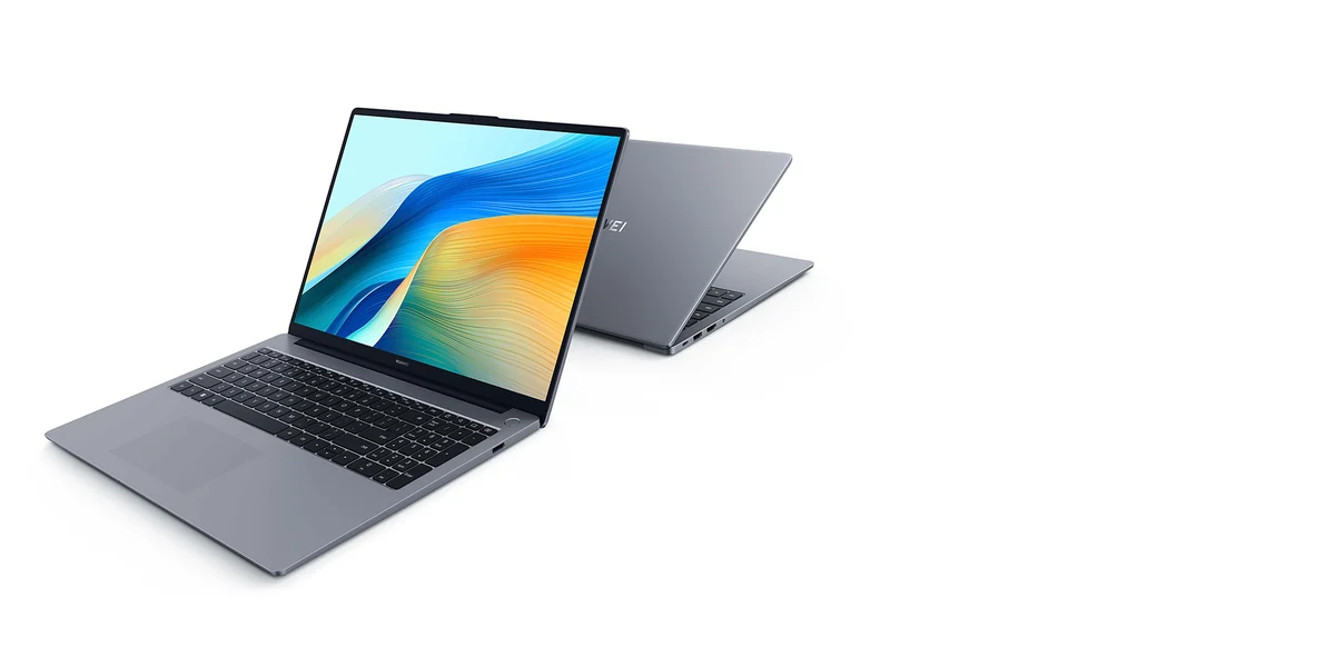HUAWEI MateBook D 16 2024 dizüstü bilgisayarın ön ve arka görünümü
