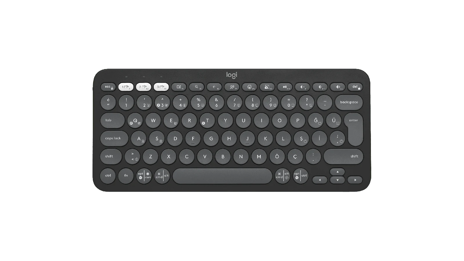Logitech Pebble Keys 2 K380s Türkçe Q klavye, Siyah, Türkçe Q, 920-011859