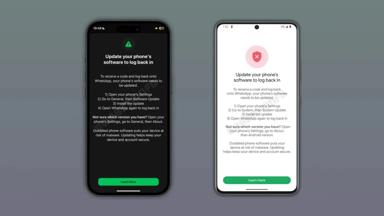 WhatsApp’a giriş için telefonunuzu güncellemeniz gerekebilir