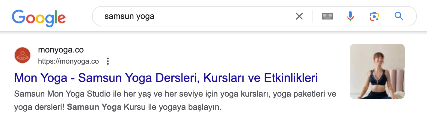 Samsun Yoga arama sonucu örneği
