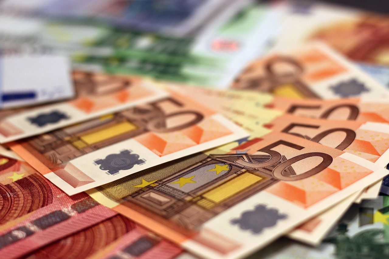 uurtarief zzp'er - op de afbeelding zijn verschillende Euro biljetten te zien